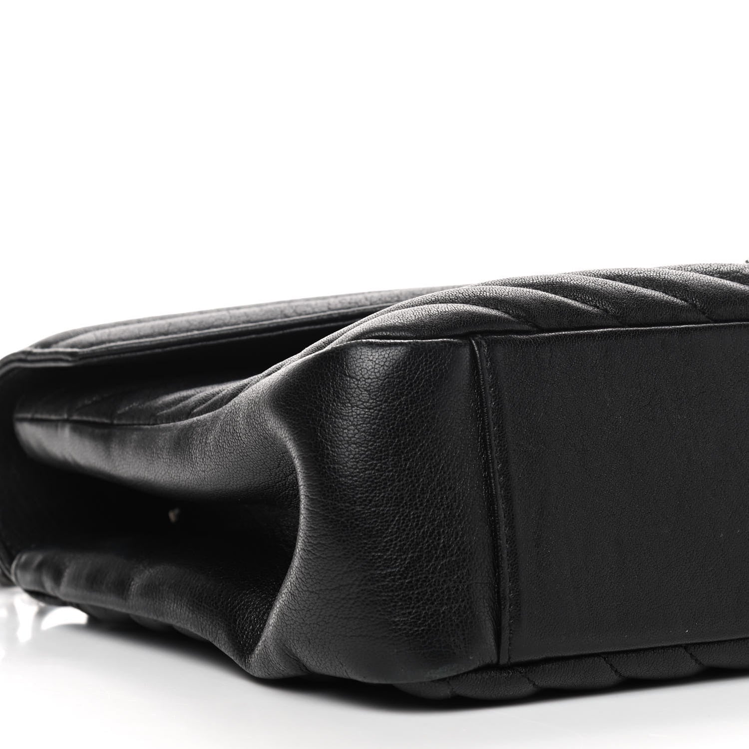 Saint Laurent Sheepskin Matelasse Chevron Monogram Large College Satchel Black 10 of 11