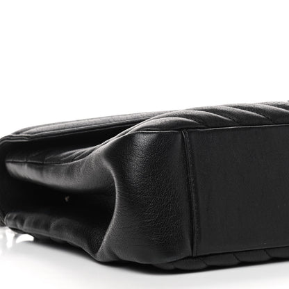 Saint Laurent Sheepskin Matelasse Chevron Monogram Large College Satchel Black 10 of 11
