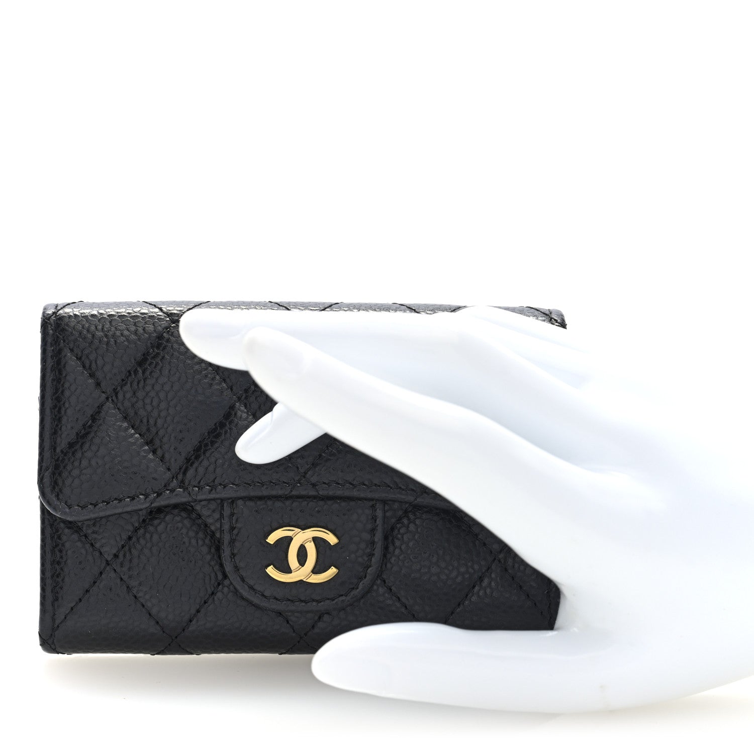 Chanel Caviar Quilted Flap Card Holder Wallet Black 2 of 7