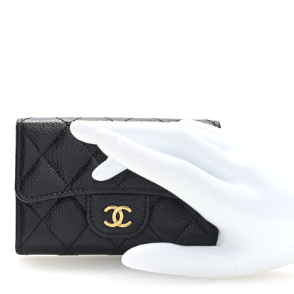 Chanel Caviar Quilted Flap Card Holder Wallet Black 2 of 7