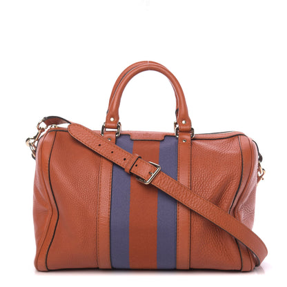 Gucci Calfskin Vintage Web Medium Boston Orange Blue 1 of 11