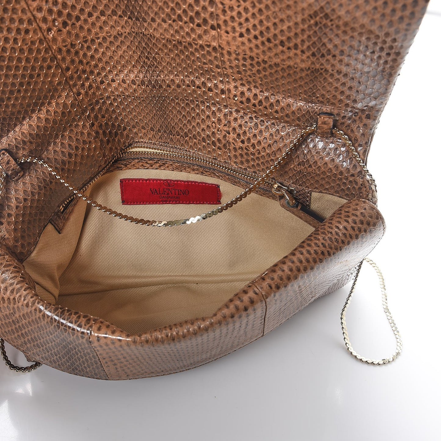 Python Crystal Rockstud Shoulder Bag Beige