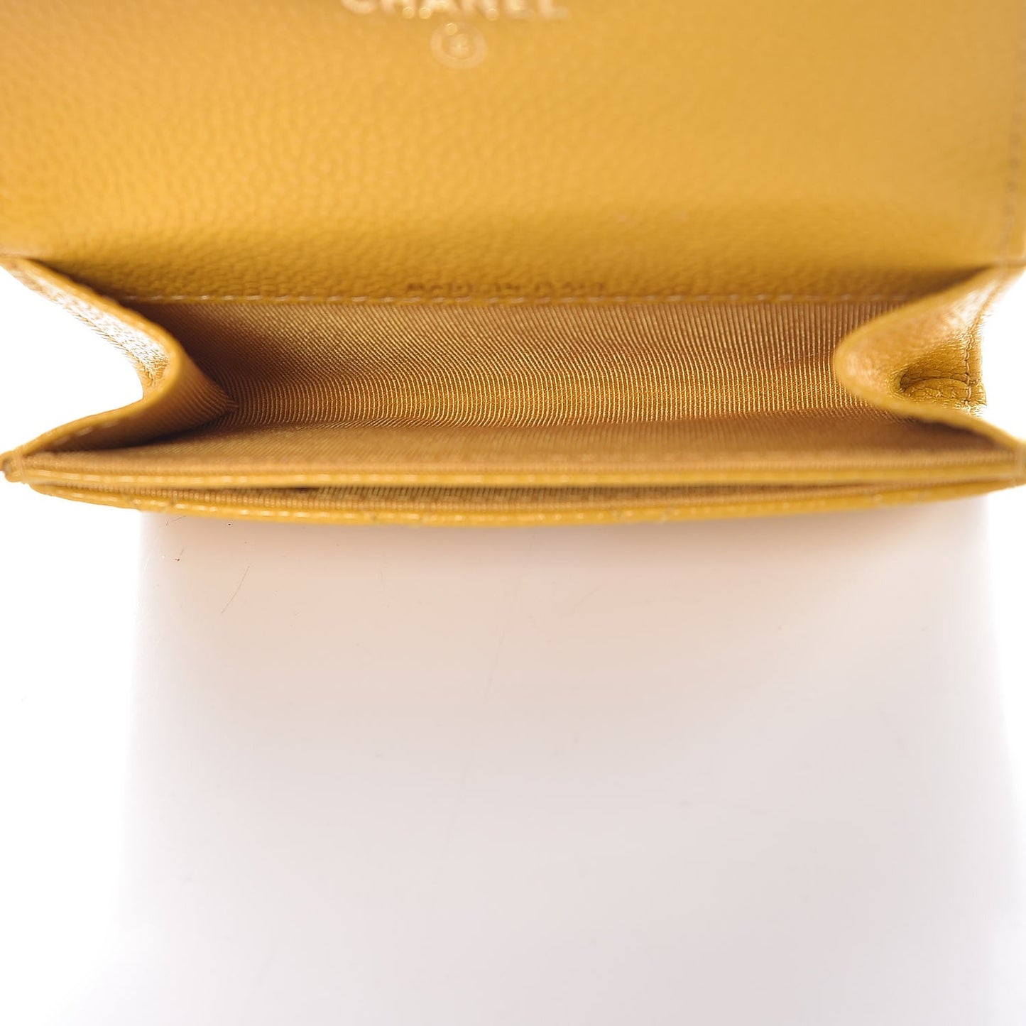 Caviar Quilted Flap Card Holder Yellow