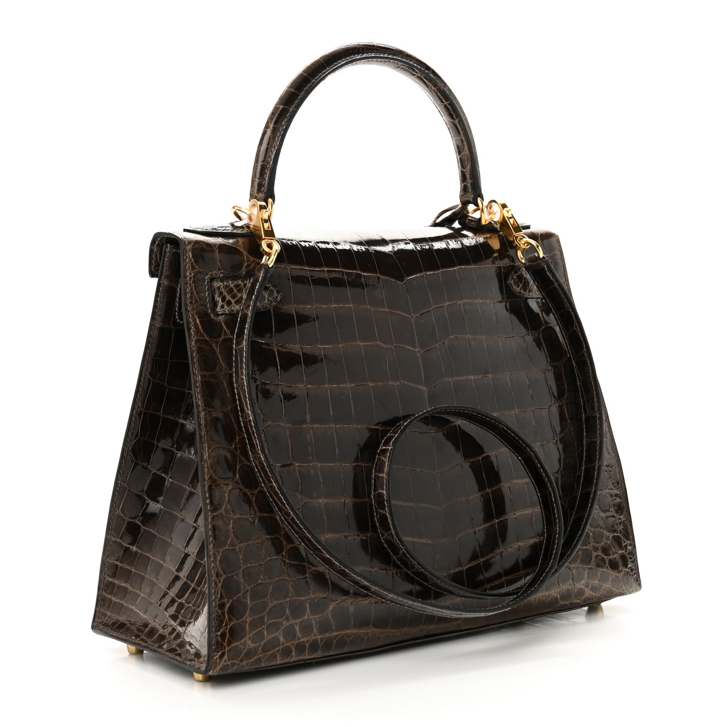 Hermes Shiny Niloticus Crocodile Kelly Sellier 28 Gris Elephant 4 of 21