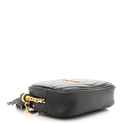 Saint Laurent Grain De Poudre Matelasse Monogram Mini Lou Camera Bag Black 4 of 11