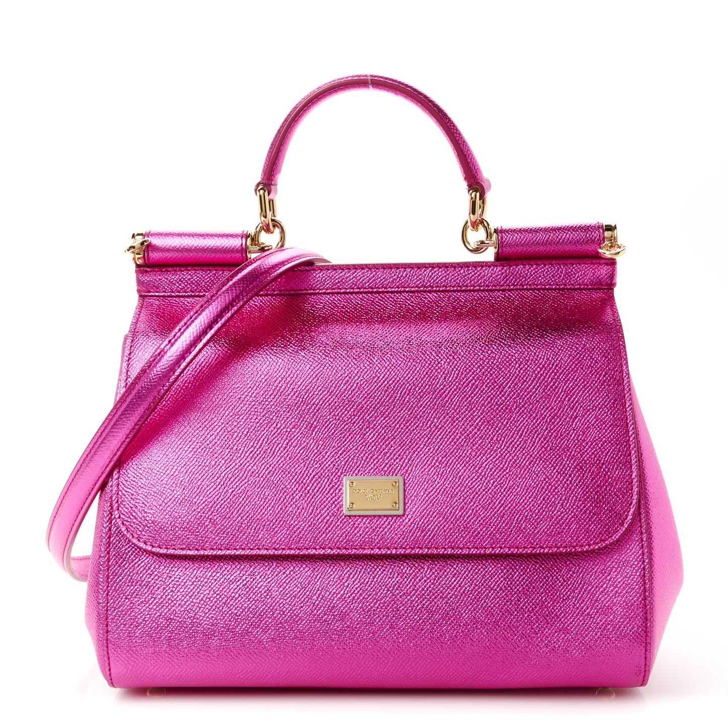 Metallic Dauphine Medium Miss Sicily Satchel Pink