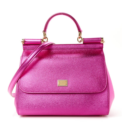 Dolce & Gabbana Metallic Dauphine Medium Miss Sicily Satchel Pink 1 of 11