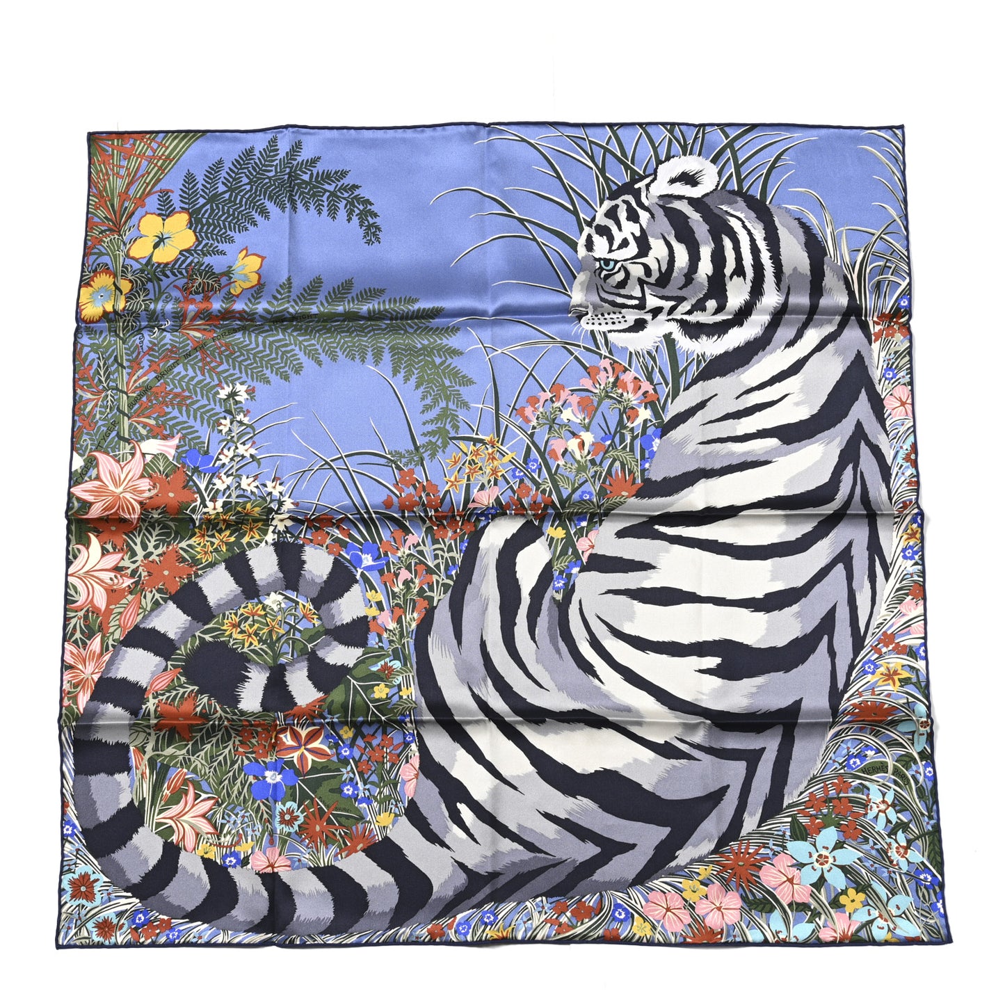 Silk Tyger Tyger Scarf 70 Bleu Lavande Vert