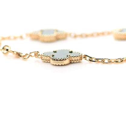 Van Cleef & Arpels 18K Yellow Gold Malachite 5 Motifs Vintage Alhambra Bracelet 6 of 8
