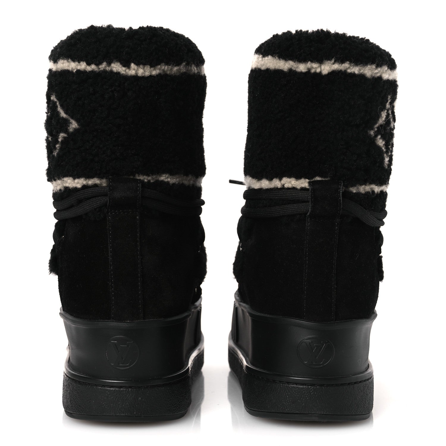 LOUISVUITTON ムートンブーツ ボ アブラック Louis Vuitton Suede Shearling Polar Flat Half Boots 40 Black