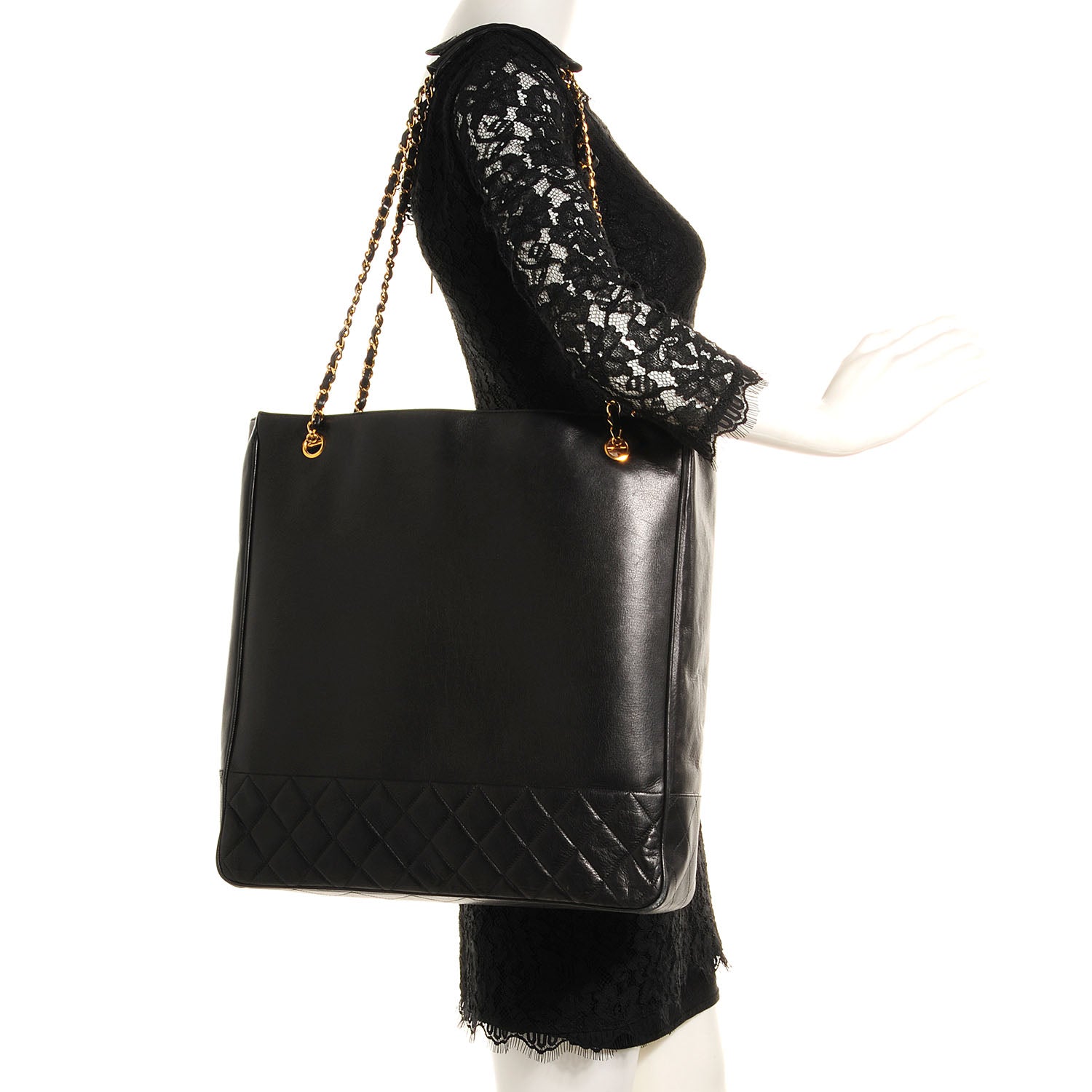 Chanel Lambskin Quilted Large Shoulder Bag Black 2 of 7