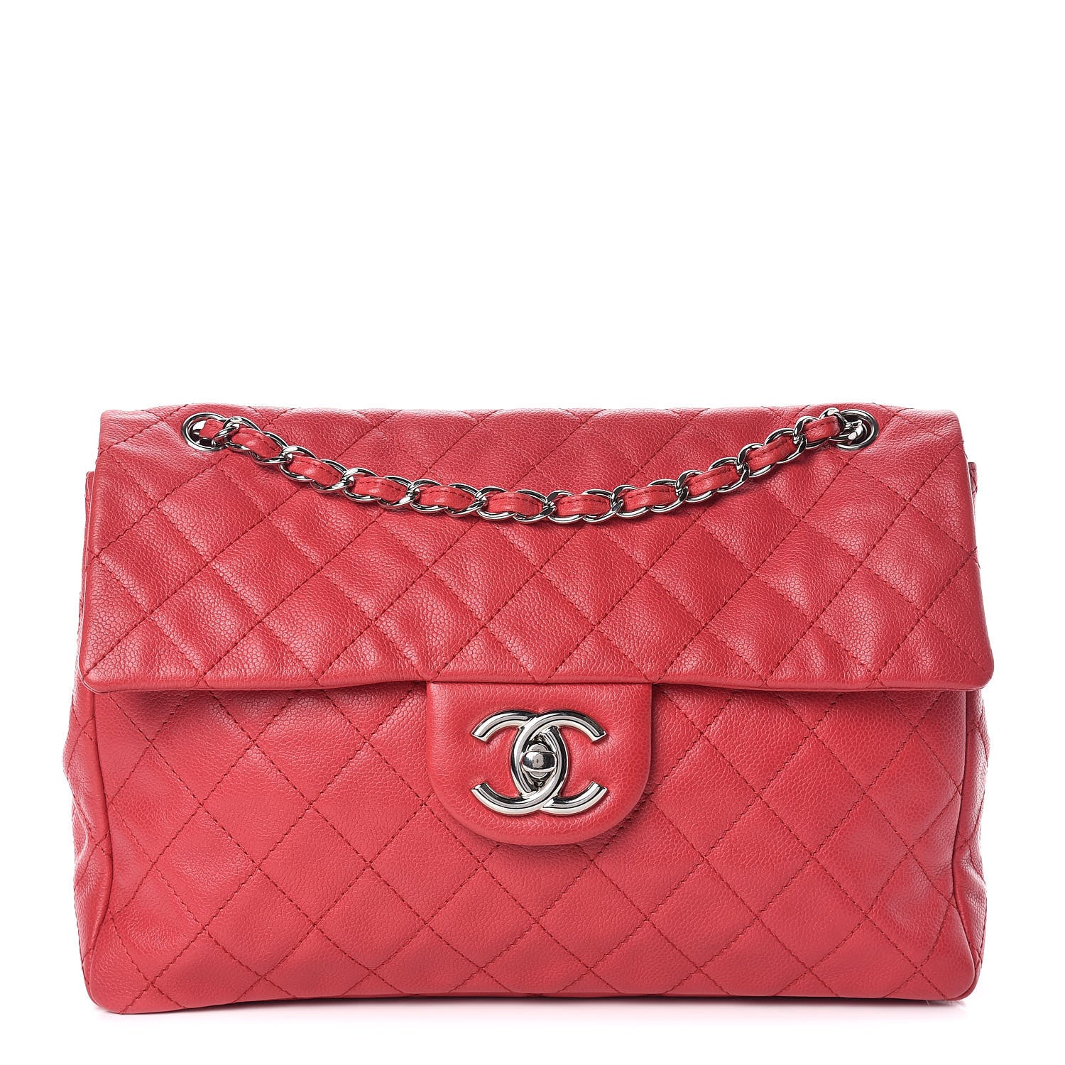 Chanel Washed Caviar Quilted Maxi Single Flap Fuchsia 1 of 9