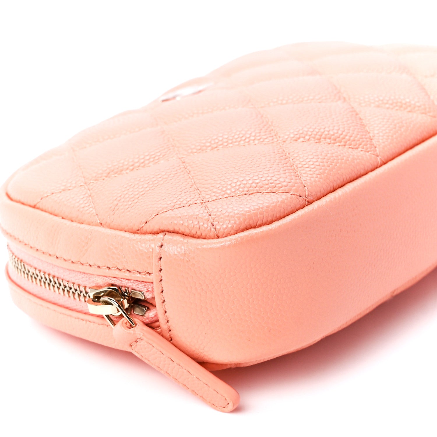 Chanel Caviar Quilted Small Curvy Pouch Cosmetic Case Light Orange 10 of 11