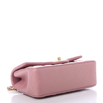Chanel Iridescent Lambskin Quilted Mini Top Handle Rectangular Flap Pink 3 of 9