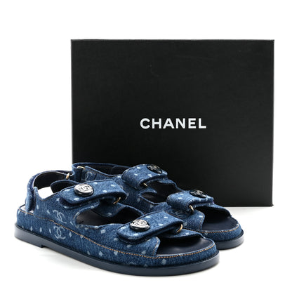 Chanel Printed Denim CC Dad Sandals 40 Dark Blue 10 of 10