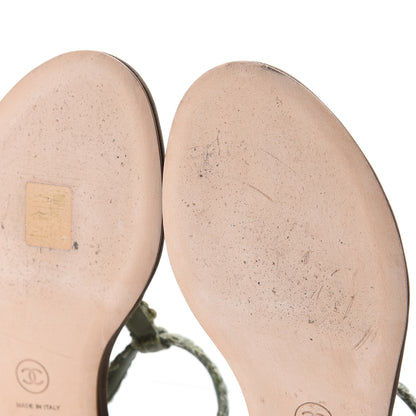 Chanel Tweed CC Charm Thong Sandals 36.5 Dark Green 11 of 11