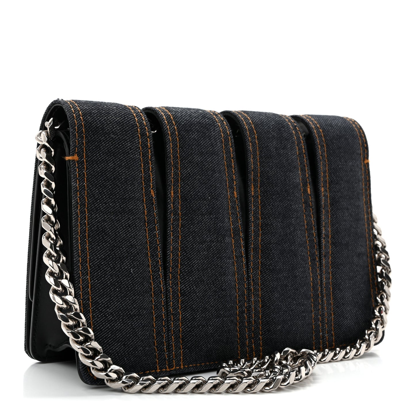 Denim Calfskin Small Slash Bag Blue Black