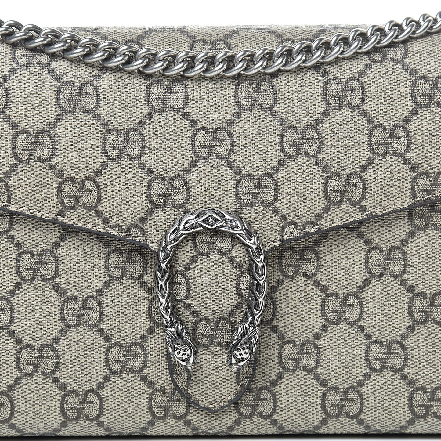 GG Supreme Monogram Mini Dionysus Chain Wallet Beige Taupe