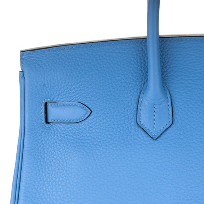 Hermes Taurillon Clemence Birkin 35 Bleu Paradis 20 of 27