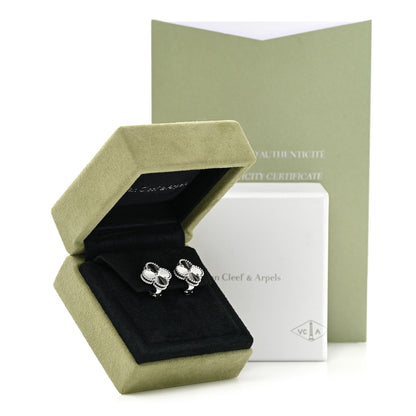 Van Cleef & Arpels 18K White Gold Guilloche Vintage Alhambra Earrings 5 of 5