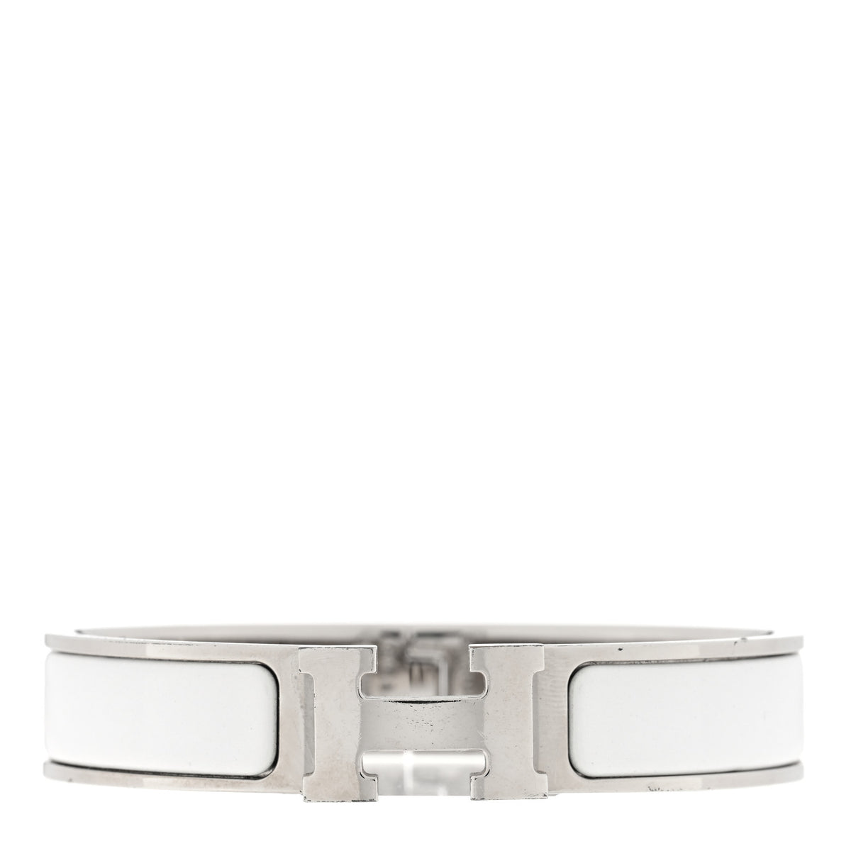 Enamel Narrow Clic Clac H Bracelet PM White