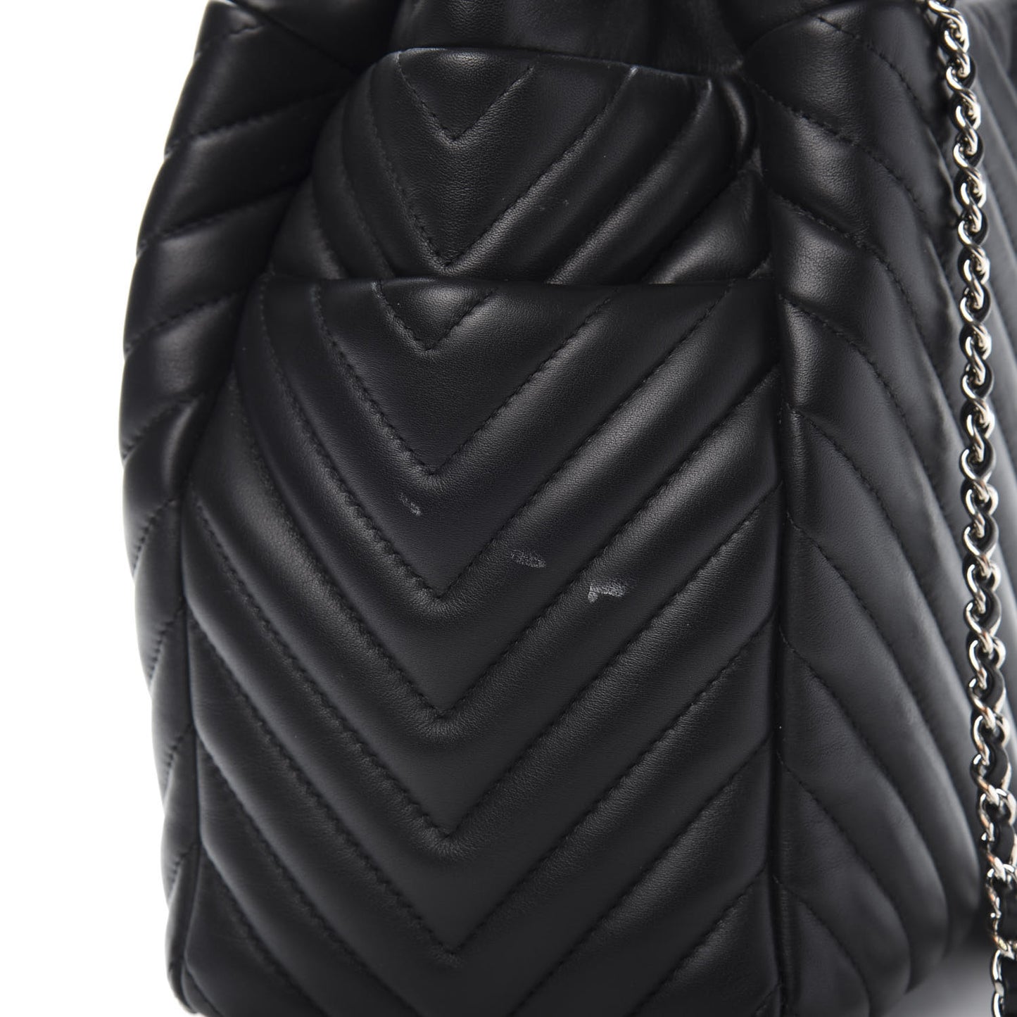 Lambskin Chevron Small Urban Spirit Drawstring Bag Black