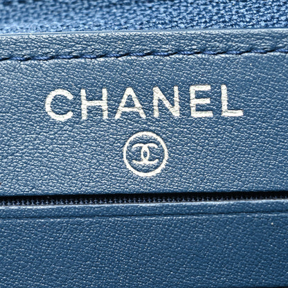 Chanel Lambskin Quilted Small Boy Zip Around Wallet Blue 6 of 11