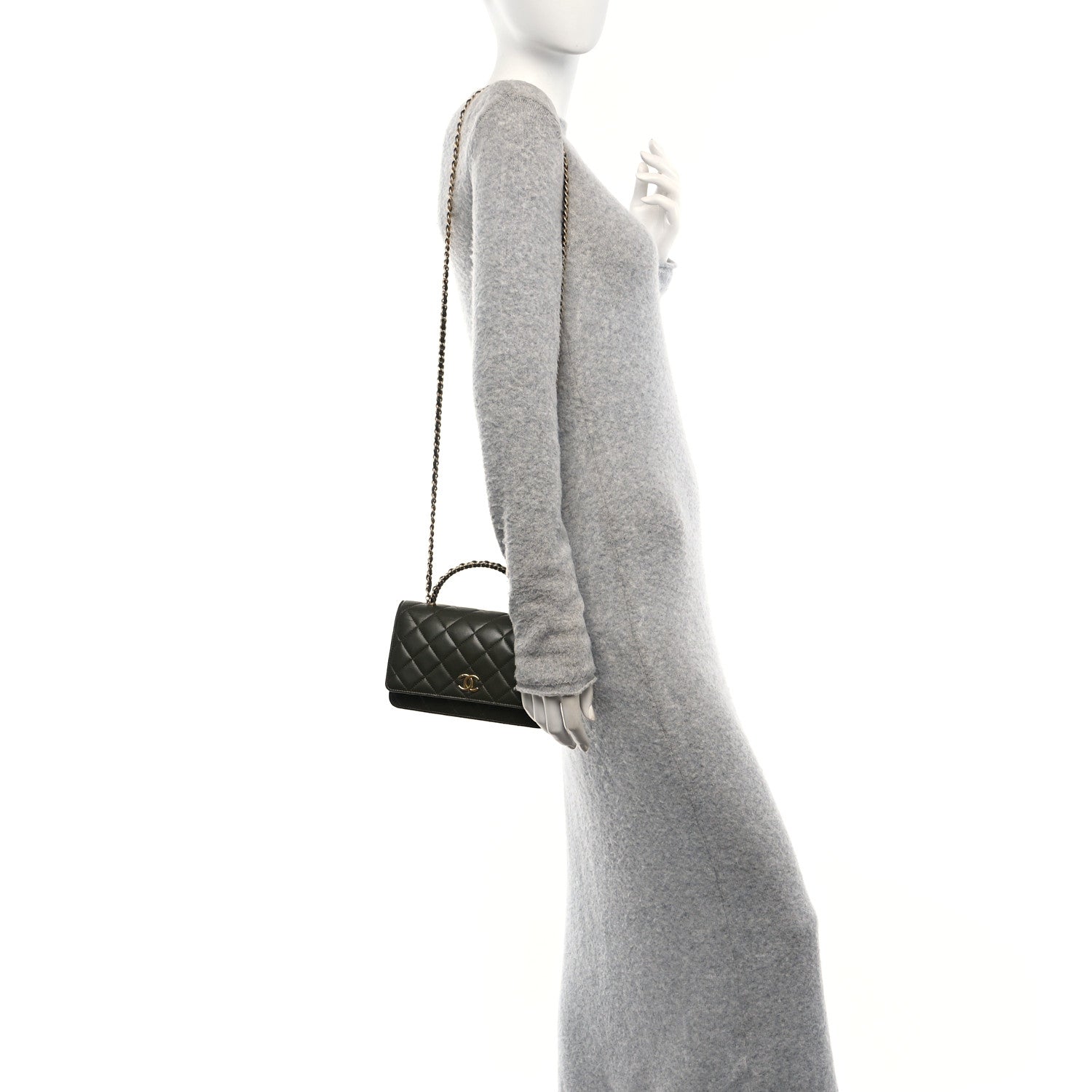 Chanel Lambskin Quilted Pick Me Up Wallet On Chain WOC Green 2 of 11