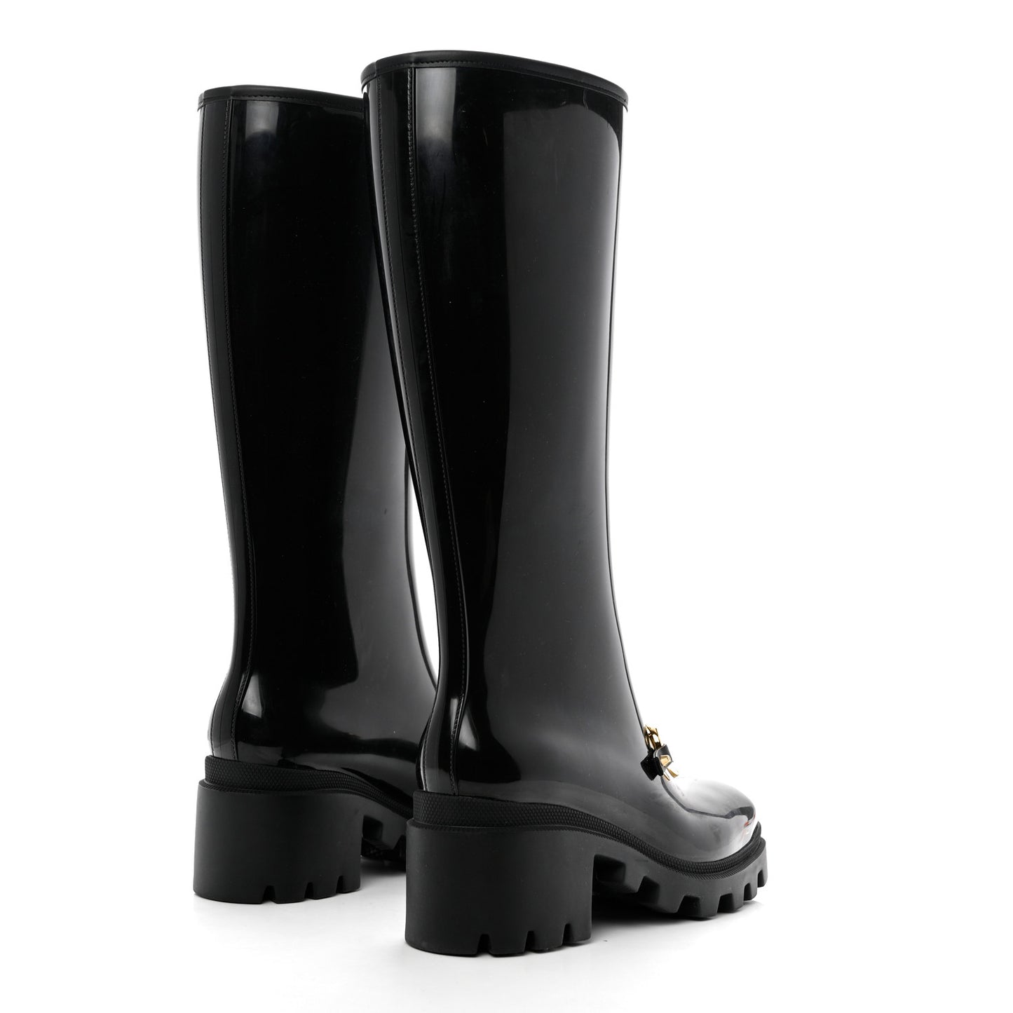 Rubber Horsebit Knee High Boots 40 Black