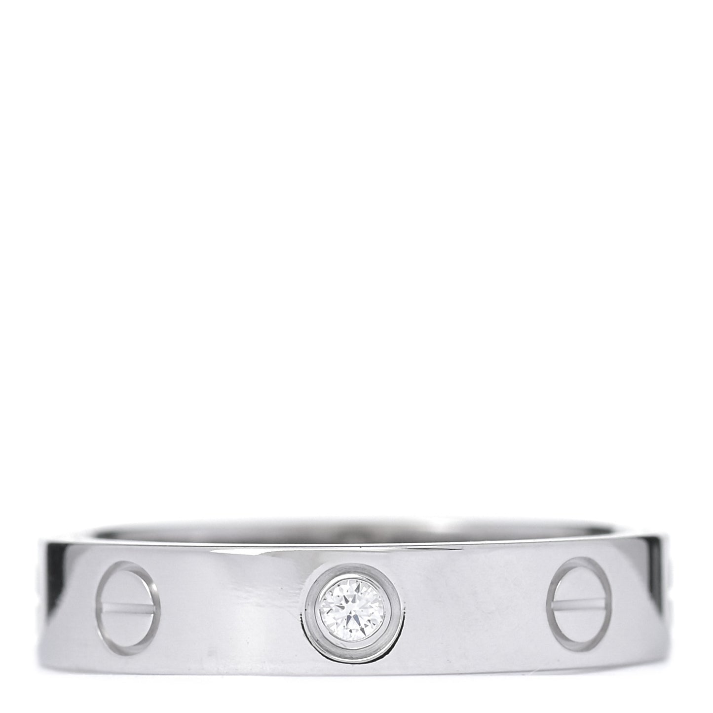 18K White Gold Diamond 4mm LOVE Wedding Band Ring 53 6.5