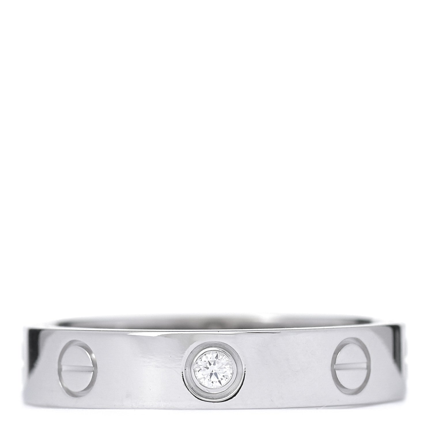 Cartier 18K White Gold Diamond 4mm LOVE Wedding Band Ring 53 6.5 1 of 5