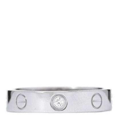 Cartier 18K White Gold Diamond 4mm LOVE Wedding Band Ring 53 6.5 1 of 5