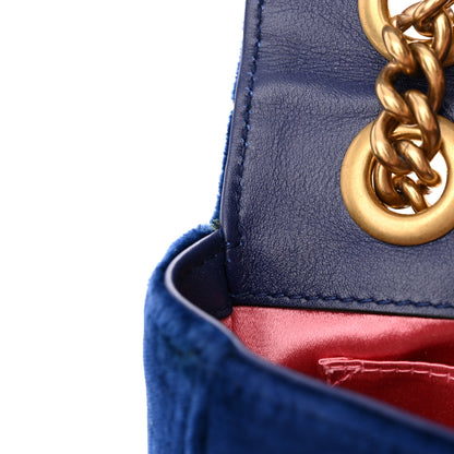 Gucci Velvet Matelasse Mini GG Marmont Shoulder Bag Cobalt Blue 11 of 12