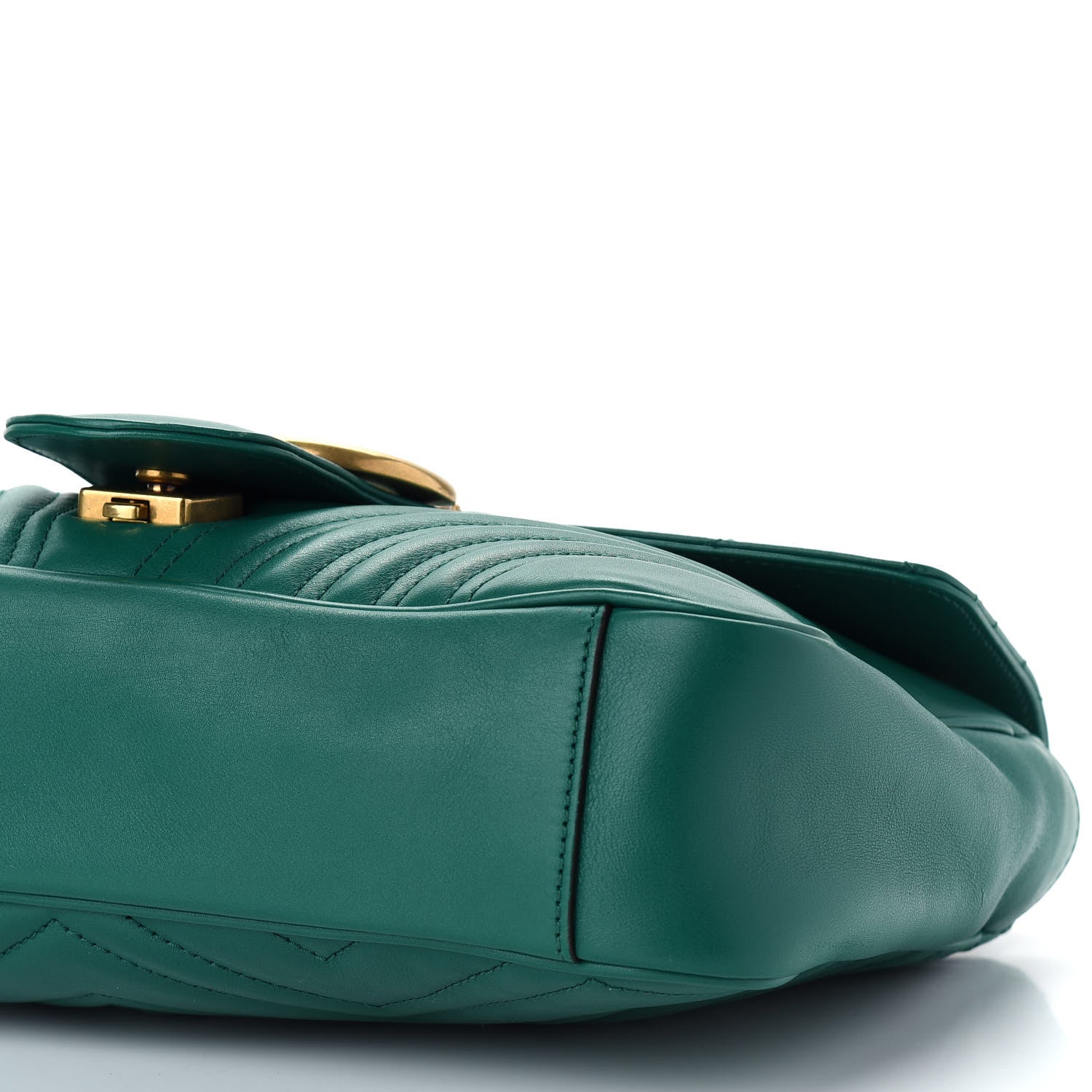 Gucci Calfskin Matelasse Medium GG Marmont Shoulder Bag Emerald Green 9 of 9