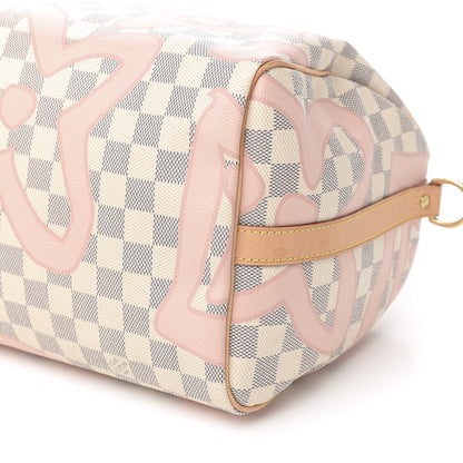 Louis Vuitton Damier Azur Tahitienne Speedy Bandouliere 30 Rose Ballerine 12 of 13