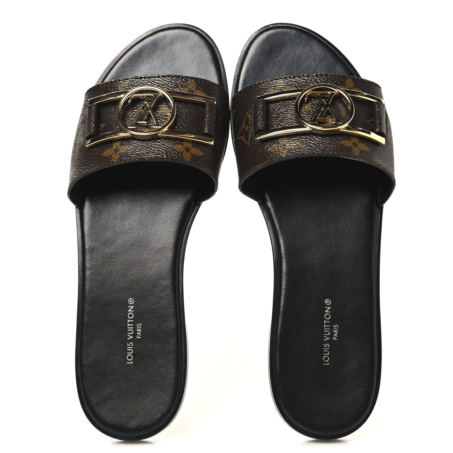 Louis Vuitton Patent Monogram Lock It Flat Mules 37 1855884