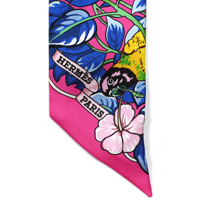Hermes Silk Jungle Love Love Twilly Rose Vif Bleu Roy 5 of 6