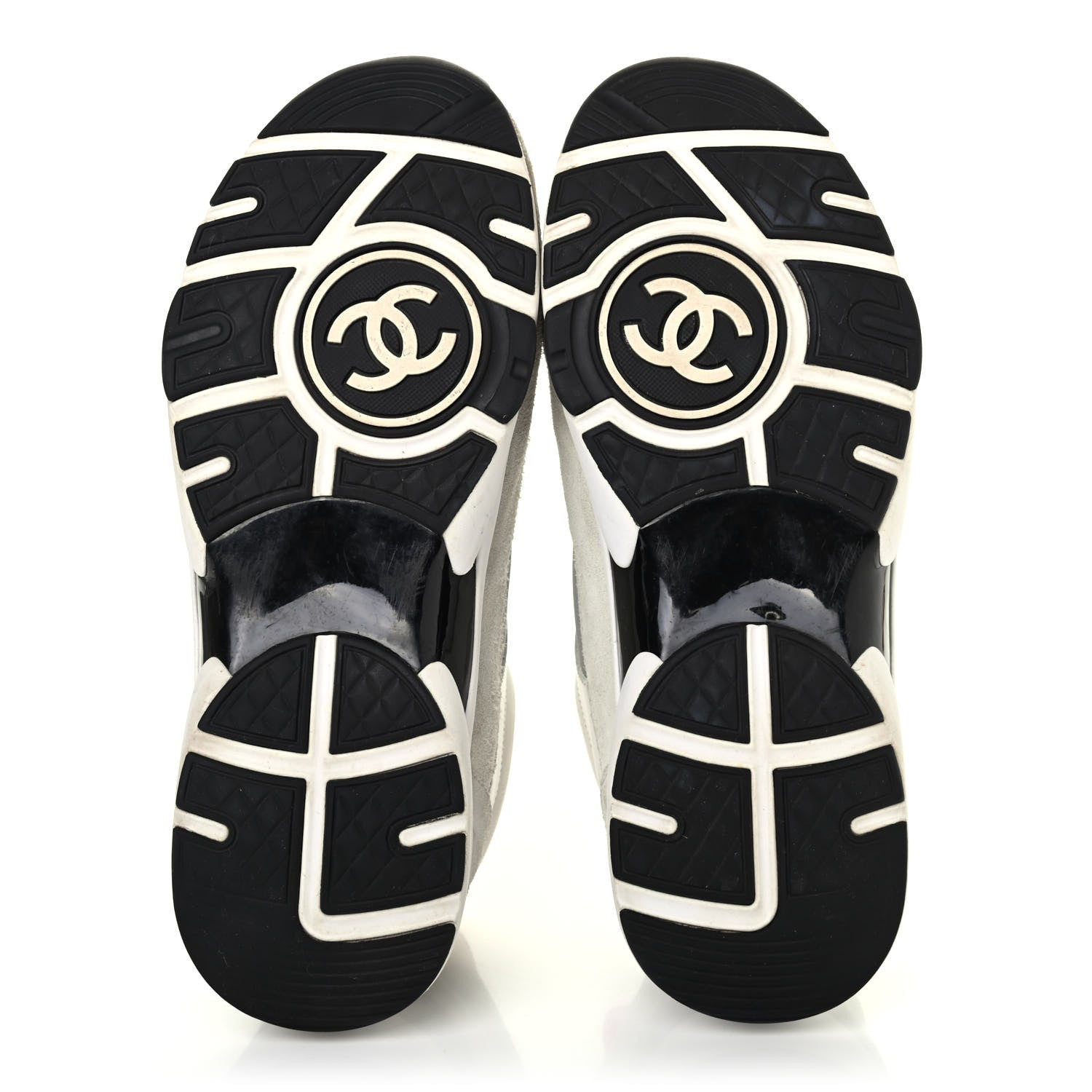 Chanel Nylon Calfskin Suede CC Womens Sneakers 39 White Silver Fluo Pink 4 of 4
