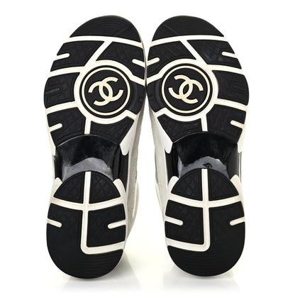Chanel Nylon Calfskin Suede CC Womens Sneakers 39 White Silver Fluo Pink 4 of 4