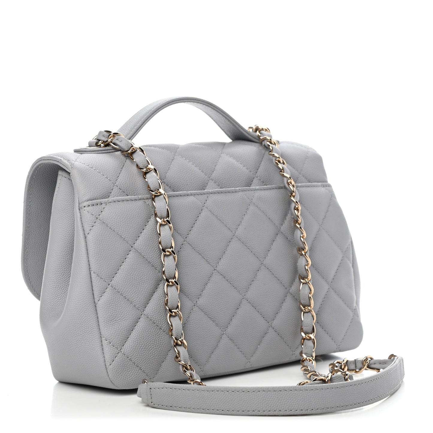 Caviar Quilted Medium Business Affinity Flap Grey