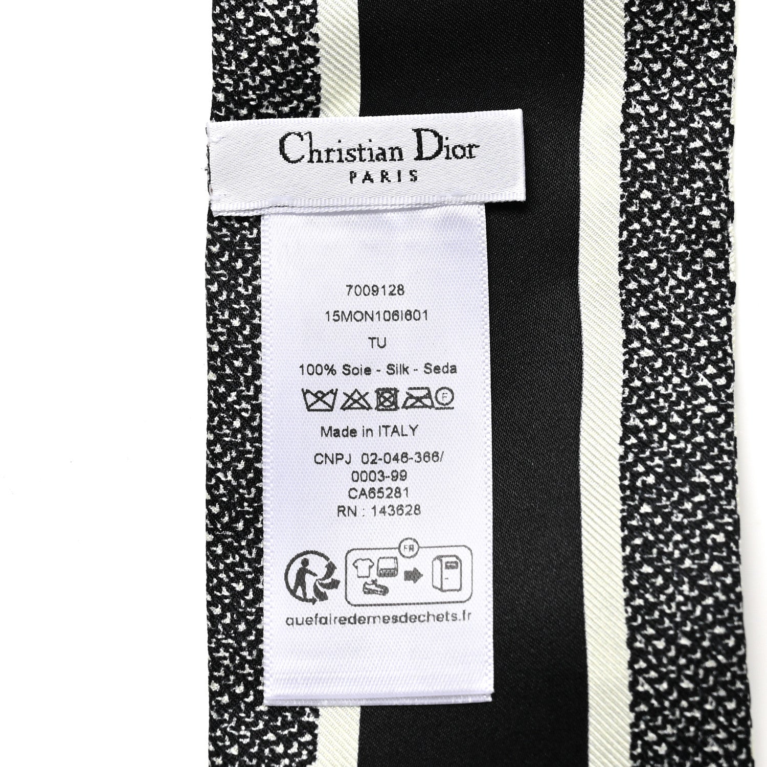 Christian Dior Silk Houndstooth Mitzah Scarf Black White 1659184