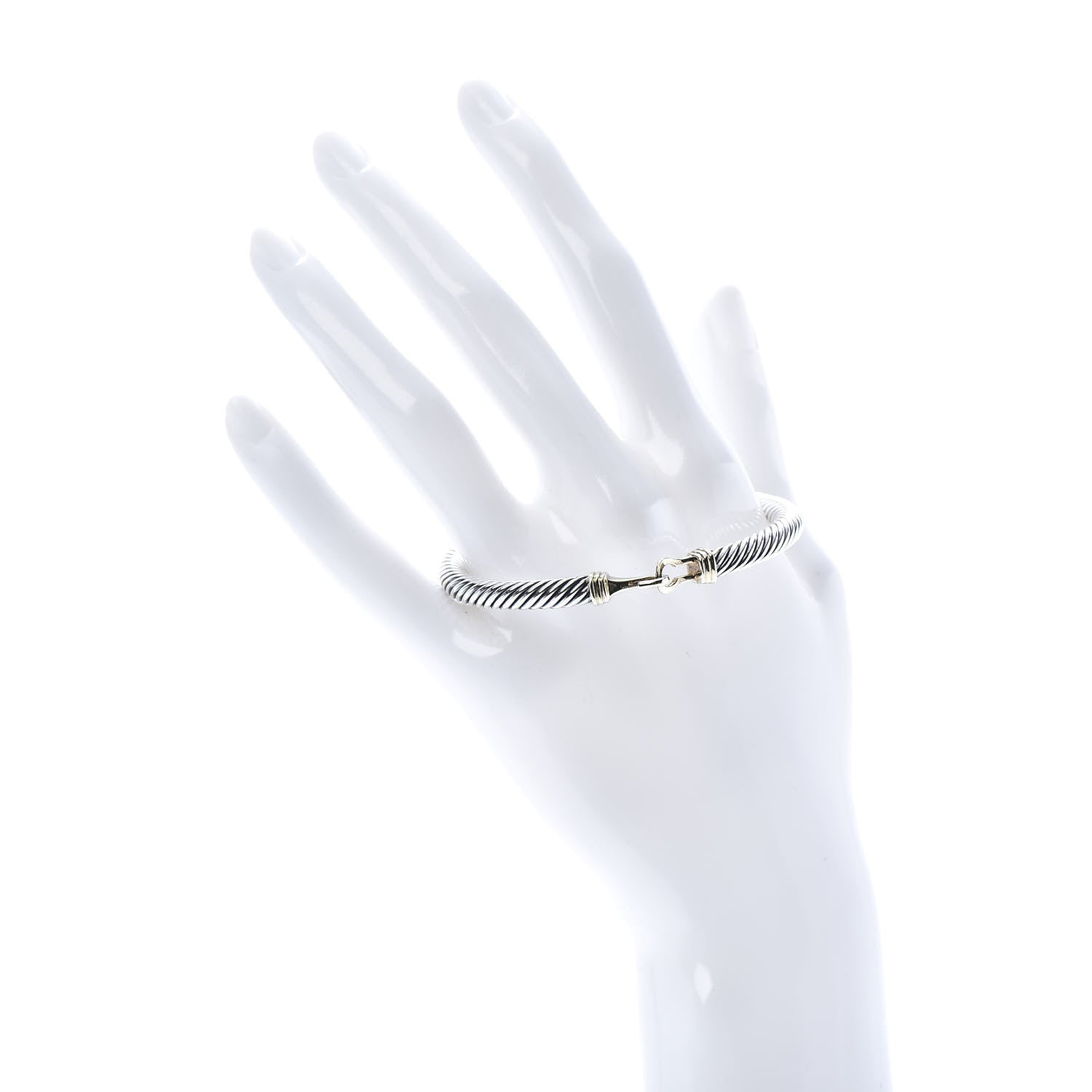 David Yurman Sterling Silver 14K Yellow Gold 5mm Cable Classic Buckle Bracelet 2 of 5