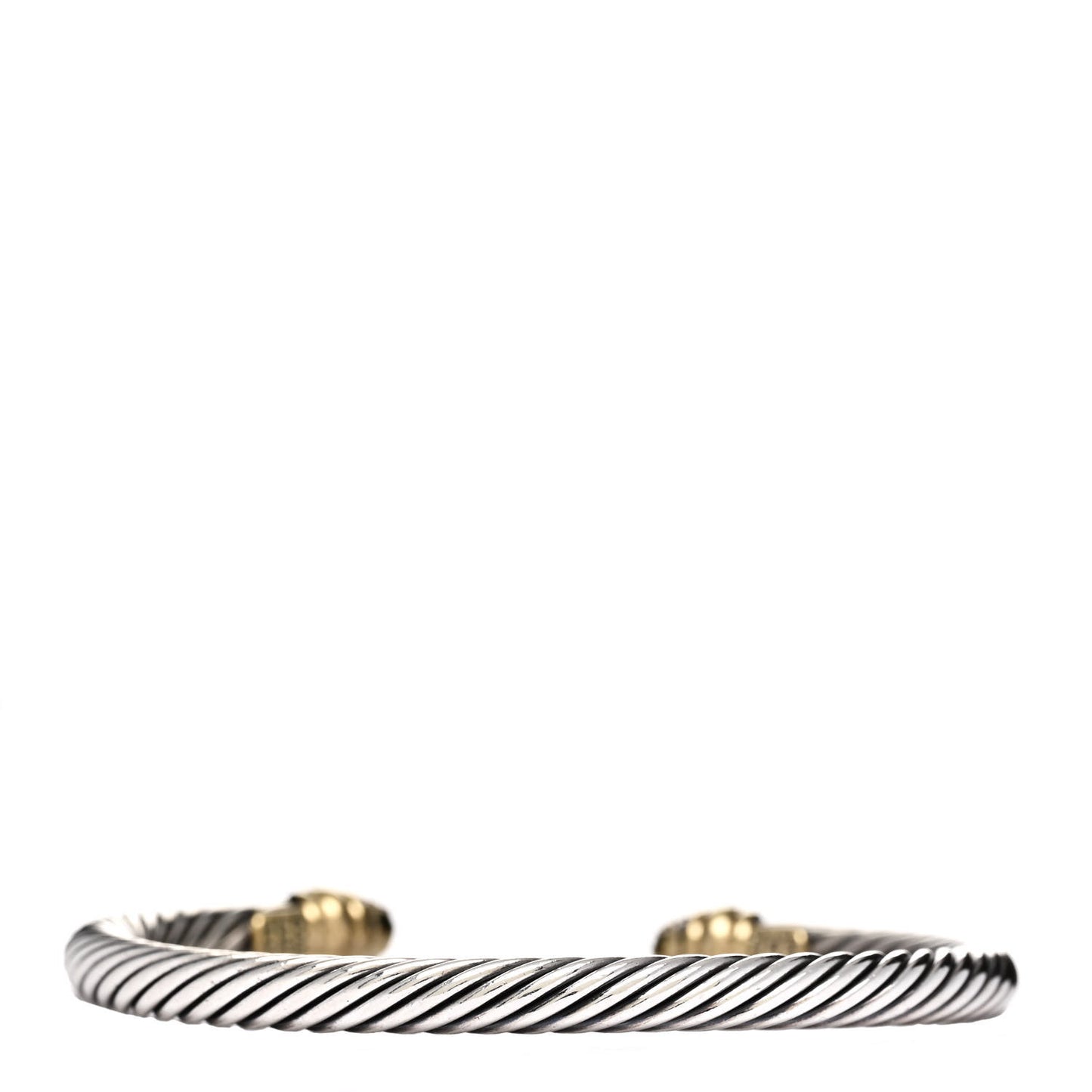 Sterling Silver 18K Yellow Gold Diamond 5mm Cable Classics Dome Bracelet