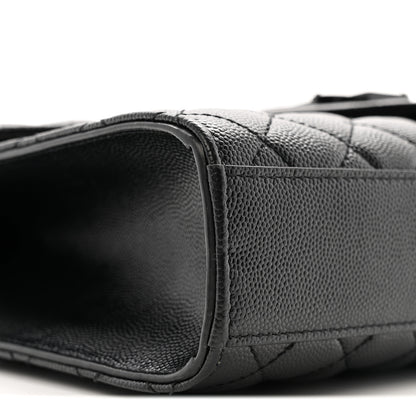 Saint Laurent Grain De Poudre Textured Mixed Matelasse Triquilt Medium Monogram Monochrome Satchel Black 9 of 15
