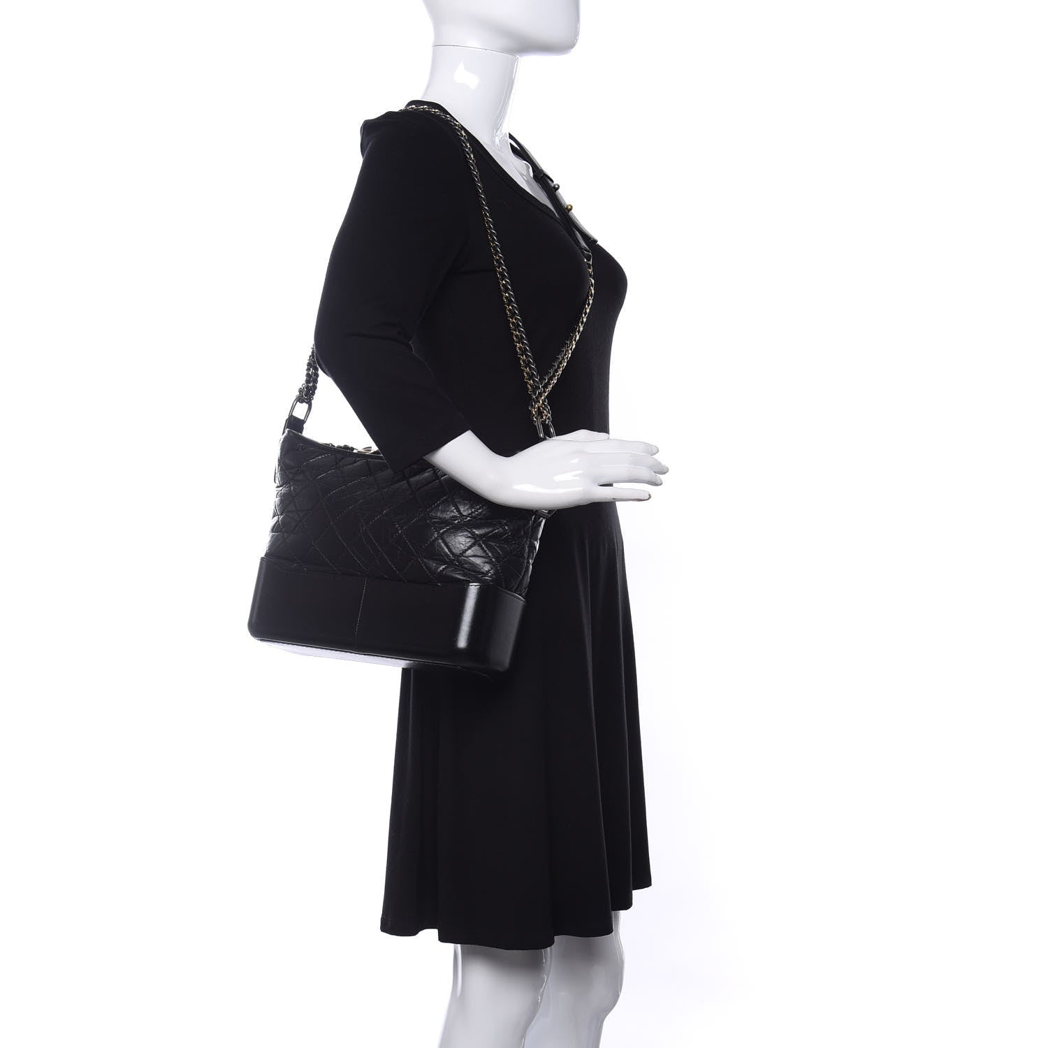 Chanel Aged Calfskin Quilted Medium Gabrielle Hobo Black 2 of 9