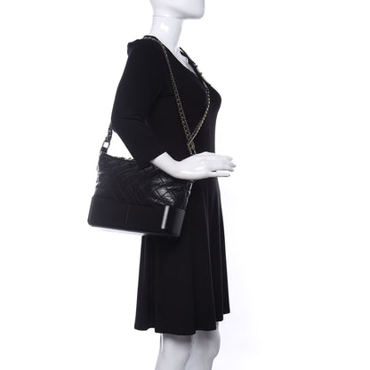 Chanel Aged Calfskin Quilted Medium Gabrielle Hobo Black 2 of 9