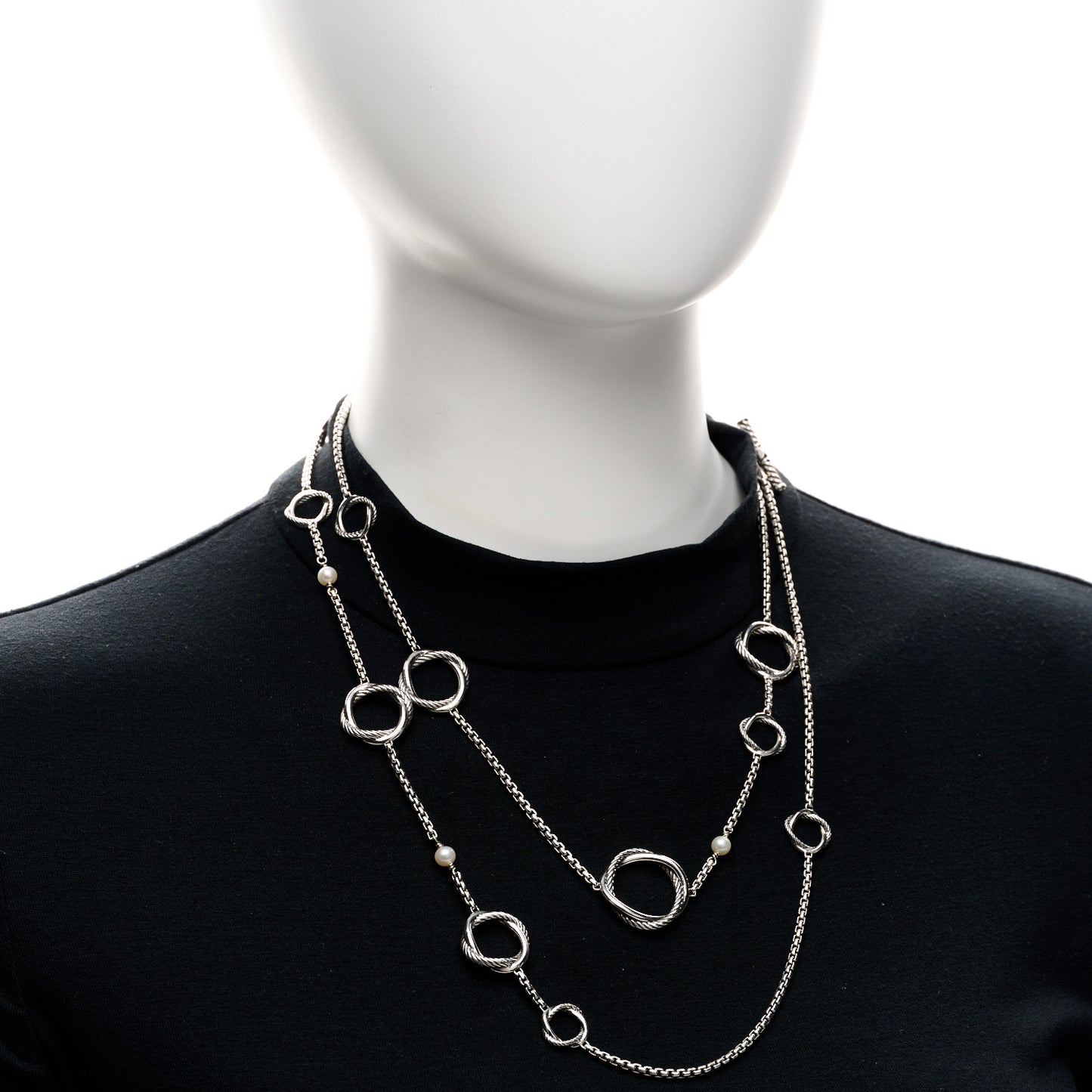Sterling Silver Freshwater Cultured Pearl Infinity Station Chain Necklace