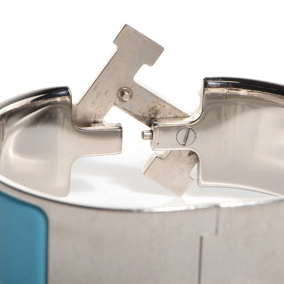 Enamel Clic Clac H Wide Bracelet PM Blue Jean