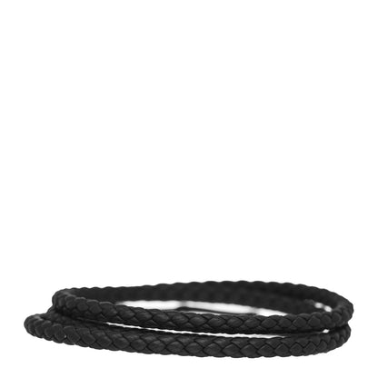 John Hardy Sterling Silver Leather 8mm Braided Bamboo Station Wrap Bracelet Black 2 of 3