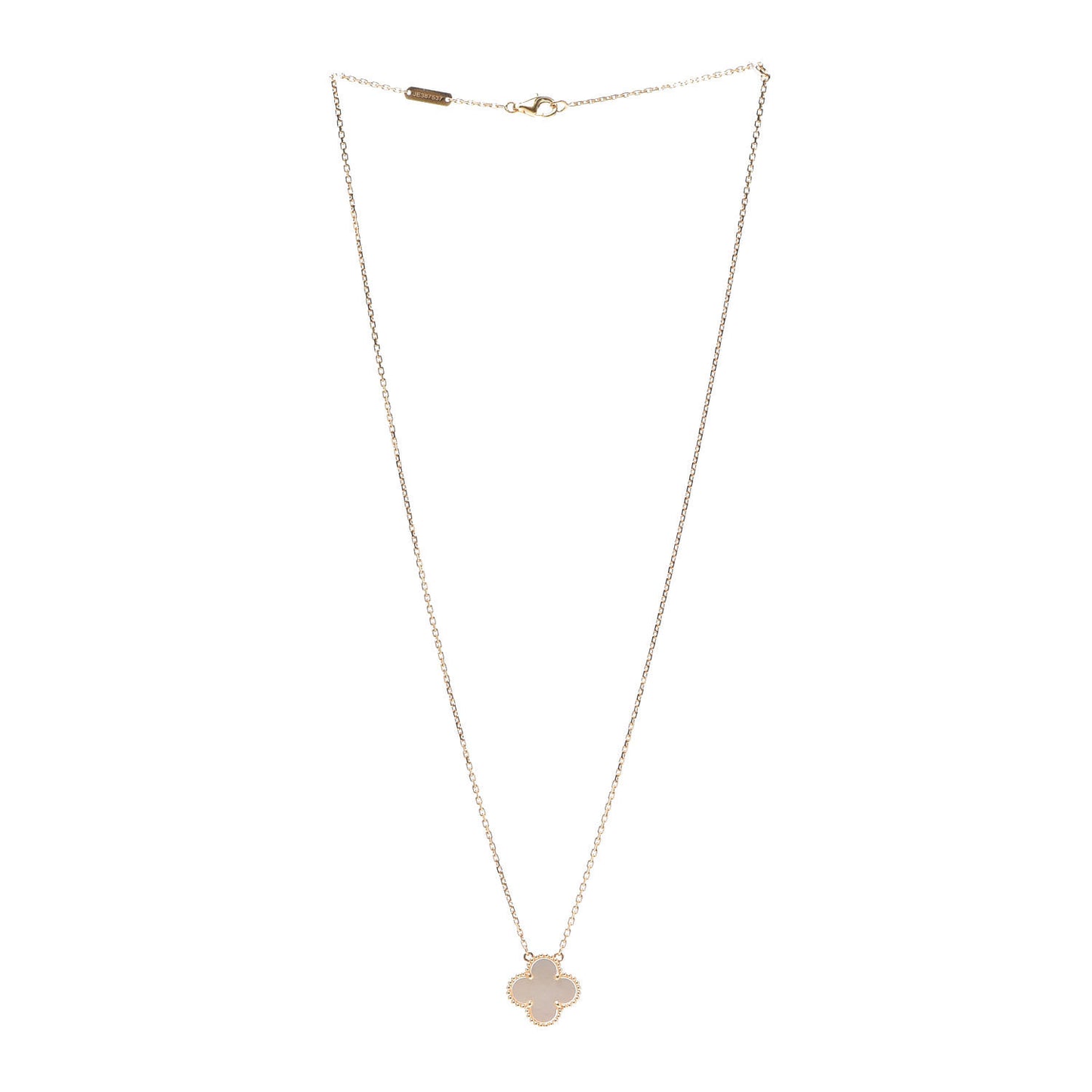 18K Yellow Gold Mother of Pearl Vintage Alhambra Pendant Necklace